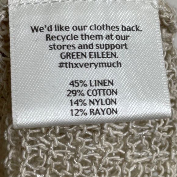 EILEEN FISHER Linen Asymmetrical Sleeveless V-Neck Loose Knit Tunic Tank Top XS - Picture 7 of 9